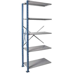 Hallowell - 5 Shelf Add-On Heavy-Duty Open Steel Shelving - 800 Lb Capacity, 36" Wide x 123" High x 18" Deep, Blue/Platinum - Apex Tool & Supply