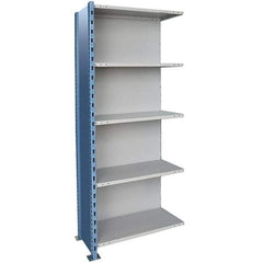 Hallowell - 5 Shelf, 800 Lb. Capacity, Closed Shelving Add-On Unit - 36 Inch Wide x 18 Inch Deep x 123 Inch High, Blue and Platinum - Apex Tool & Supply