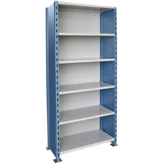 Hallowell - 6 Shelf, 1,250 Lb. Capacity, Closed Shelving Starter Unit - 36 Inch Wide x 24 Inch Deep x 123 Inch High, Blue and Platinum - Apex Tool & Supply