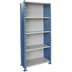 Hallowell - 5 Shelf, 900 Lb. Capacity, Closed Shelving Starter Unit - 48 Inch Wide x 24 Inch Deep x 87 Inch High, Blue and Platinum - Apex Tool & Supply