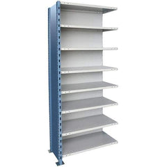 Hallowell - 8 Shelf, 1,200 Lb. Capacity, Closed Shelving Add-On Unit - 36 Inch Wide x 18 Inch Deep x 123 Inch High, Blue and Platinum - Apex Tool & Supply
