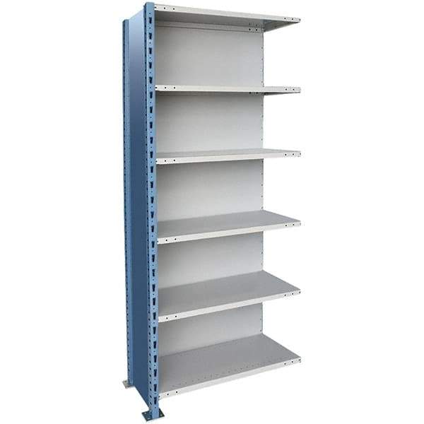 Hallowell - 6 Shelf, 800 Lb. Capacity, Closed Shelving Add-On Unit - 36 Inch Wide x 18 Inch Deep x 87 Inch High, Blue and Platinum - Apex Tool & Supply