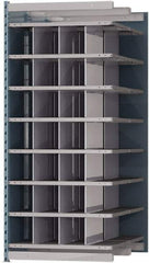 Hallowell - 28 Bin Heavy-Duty Deep Bin Industrial Shelving - 36 Inch Overall Width x 48 Inch Overall Depth x 87 Inch Overall Height, Blue and Platinum Steel Bins - Apex Tool & Supply