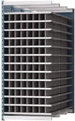 Hallowell - 96 Bin Heavy-Duty Deep Bin Industrial Shelving - 36 Inch Overall Width x 72 Inch Overall Depth x 87 Inch Overall Height, Blue and Platinum Steel Bins - Apex Tool & Supply