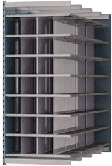 Hallowell - 28 Bin Heavy-Duty Deep Bin Industrial Shelving - 36 Inch Overall Width x 96 Inch Overall Depth x 87 Inch Overall Height, Blue and Platinum Steel Bins - Apex Tool & Supply