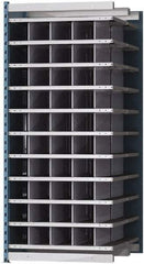 Hallowell - 50 Bin Heavy-Duty Deep Bin Industrial Shelving - 36 Inch Overall Width x 48 Inch Overall Depth x 87 Inch Overall Height, Blue and Platinum Steel Bins - Apex Tool & Supply