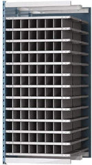 Hallowell - 96 Bin Heavy-Duty Deep Bin Industrial Shelving - 36 Inch Overall Width x 48 Inch Overall Depth x 87 Inch Overall Height, Blue and Platinum Steel Bins - Apex Tool & Supply