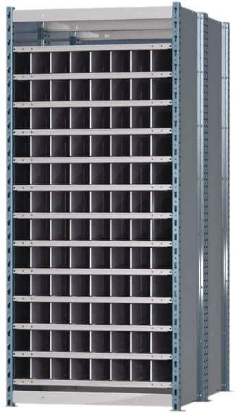 Hallowell - 96 Bin Heavy-Duty Deep Bin Industrial Shelving - 36 Inch Overall Width x 48 Inch Overall Depth x 87 Inch Overall Height, Blue and Platinum Steel Bins - Apex Tool & Supply