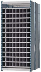 Hallowell - 96 Bin Heavy-Duty Deep Bin Industrial Shelving - 36 Inch Overall Width x 48 Inch Overall Depth x 87 Inch Overall Height, Blue and Platinum Steel Bins - Apex Tool & Supply