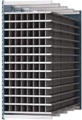 Hallowell - 96 Bin Heavy-Duty Deep Bin Industrial Shelving - 36 Inch Overall Width x 96 Inch Overall Depth x 87 Inch Overall Height, Blue and Platinum Steel Bins - Apex Tool & Supply