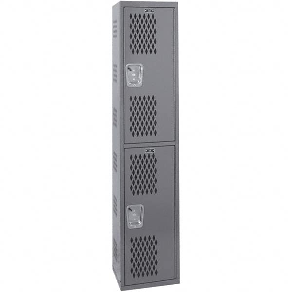 Hallowell - 2 Door, 2 Tier, Heavy-Duty Ventilated Wardrobe & Box Lockers - Apex Tool & Supply