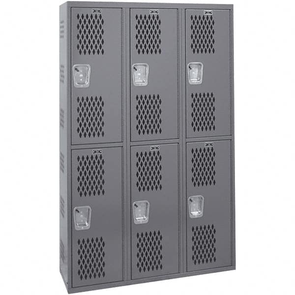 Hallowell - 6 Door, 2 Tier, Heavy-Duty Ventilated Wardrobe & Box Lockers - Apex Tool & Supply
