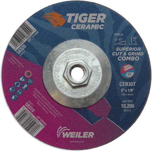 6X1/8 TIGER CERAMIC T27 COMBO WHL - Apex Tool & Supply