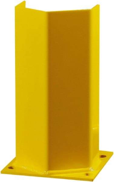 Hallowell - 12" High, Yellow Steel Post Protector - 7" Wide x 7" Long Mounting Plate, 9 Lb - Apex Tool & Supply
