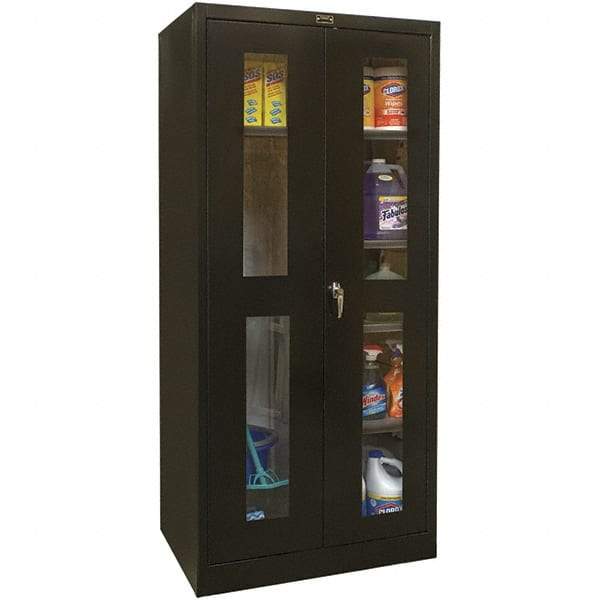 Hallowell - 4 Shelf Combination Storage Cabinet - Steel, 48" Wide x 18" Deep x 78" High, Black - Apex Tool & Supply