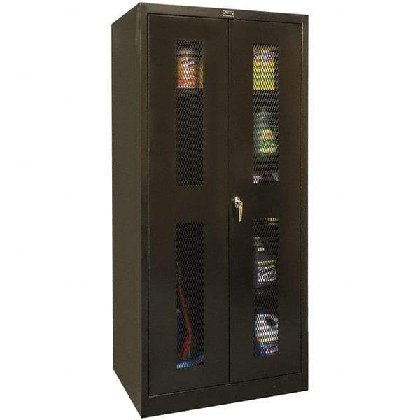 Hallowell - 4 Shelf Combination Storage Cabinet - Steel, 48" Wide x 18" Deep x 78" High, Black - Apex Tool & Supply