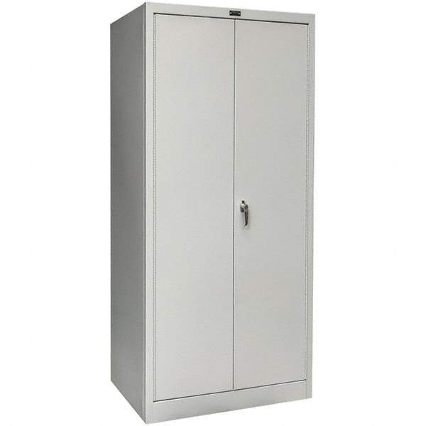 Hallowell - 1 Shelf Wardrobe Storage Cabinet - Steel, 48" Wide x 18" Deep x 78" High, Platinum - Apex Tool & Supply