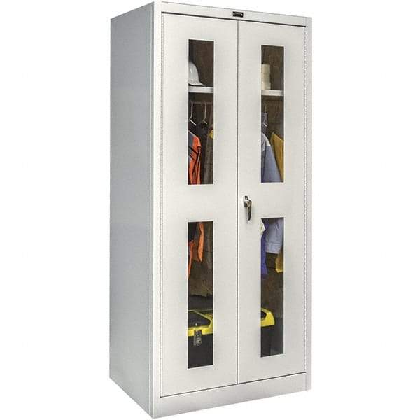 Hallowell - 1 Shelf Wardrobe Storage Cabinet - Steel, 48" Wide x 18" Deep x 78" High, Platinum - Apex Tool & Supply