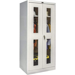 Hallowell - 1 Shelf Wardrobe Storage Cabinet - Steel, 36" Wide x 18" Deep x 78" High, Platinum - Apex Tool & Supply