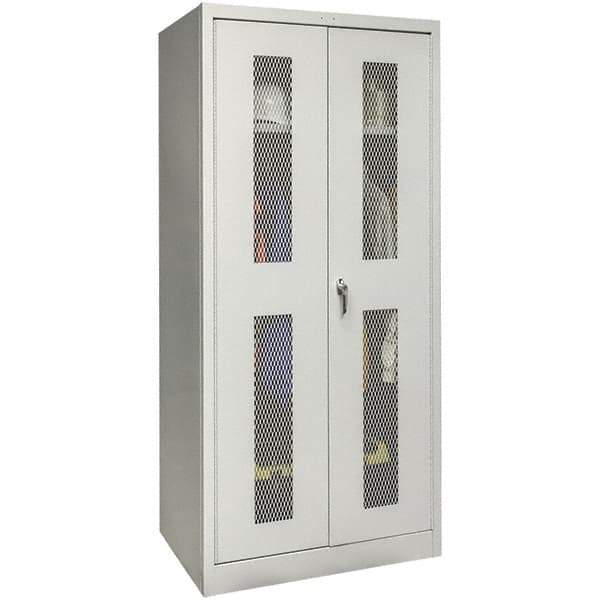 Hallowell - 1 Shelf Wardrobe Storage Cabinet - Steel, 36" Wide x 18" Deep x 78" High, Platinum - Apex Tool & Supply
