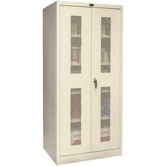 Hallowell - 4 Shelf Locking Storage Cabinet - Steel, 48" Wide x 18" Deep x 72" High, Tan - Apex Tool & Supply