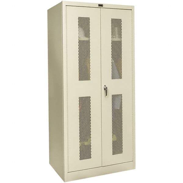 Hallowell - 1 Shelf Wardrobe Storage Cabinet - Steel, 36" Wide x 18" Deep x 72" High, Tan - Apex Tool & Supply
