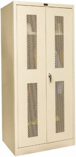 Hallowell - 1 Shelf Wardrobe Storage Cabinet - Steel, 36" Wide x 24" Deep x 72" High, Tan - Apex Tool & Supply