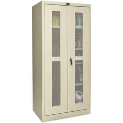 Hallowell - 4 Shelf Combination Storage Cabinet - Steel, 48" Wide x 18" Deep x 72" High, Tan - Apex Tool & Supply