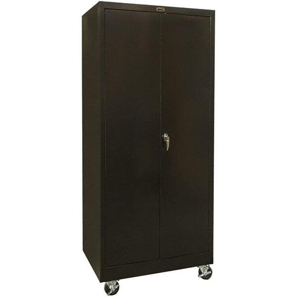 Hallowell - 4 Shelf Mobile Storage Cabinet - Steel, 48" Wide x 24" Deep x 72" High, Black - Apex Tool & Supply