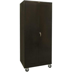 Hallowell - 4 Shelf Mobile Storage Cabinet - Steel, 48" Wide x 24" Deep x 72" High, Black - Apex Tool & Supply