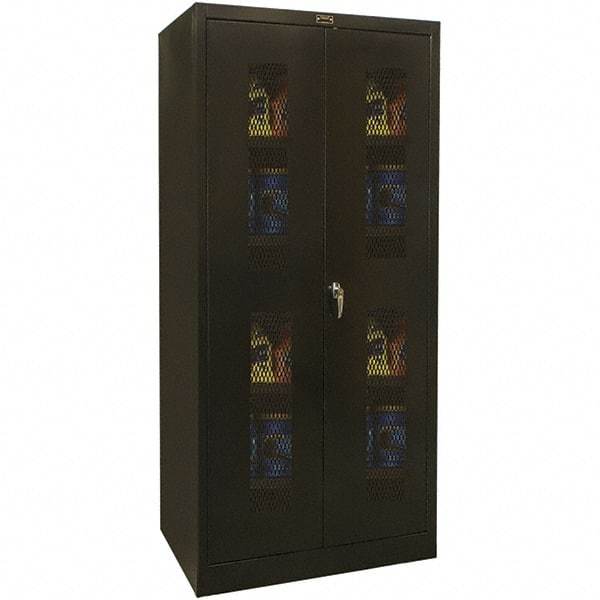 Hallowell - 4 Shelf Locking Storage Cabinet - Steel, 48" Wide x 18" Deep x 72" High, Black - Apex Tool & Supply