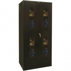 Hallowell - 4 Shelf Locking Storage Cabinet - Steel, 48" Wide x 18" Deep x 72" High, Black - Apex Tool & Supply