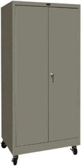 Hallowell - 4 Shelf Mobile Storage Cabinet - Steel, 36" Wide x 24" Deep x 72" High, Gray - Apex Tool & Supply
