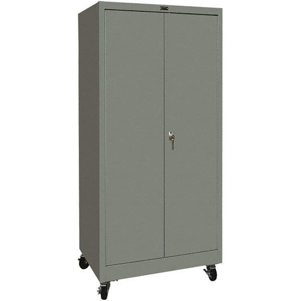 Hallowell - 4 Shelf Mobile Storage Cabinet - Steel, 48" Wide x 24" Deep x 72" High, Gray - Apex Tool & Supply