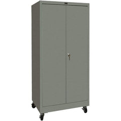 Hallowell - 4 Shelf Mobile Storage Cabinet - Steel, 48" Wide x 24" Deep x 72" High, Gray - Apex Tool & Supply