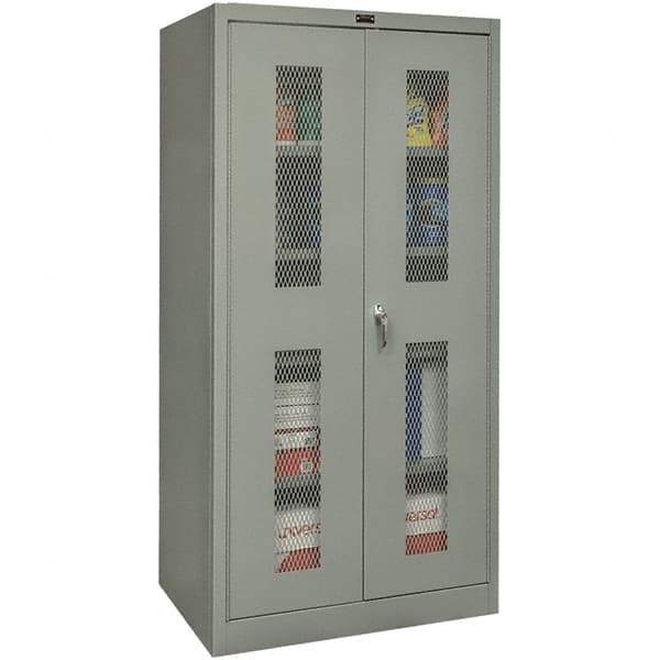 Hallowell - 4 Shelf Locking Storage Cabinet - Steel, 48" Wide x 18" Deep x 72" High, Gray - Apex Tool & Supply