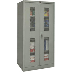 Hallowell - 4 Shelf Locking Storage Cabinet - Steel, 48" Wide x 18" Deep x 72" High, Gray - Apex Tool & Supply