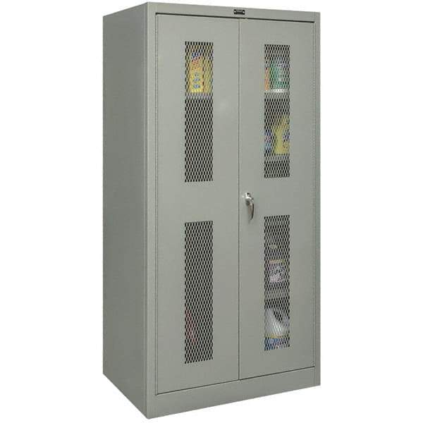 Hallowell - 4 Shelf Combination Storage Cabinet - Steel, 48" Wide x 18" Deep x 72" High, Gray - Apex Tool & Supply