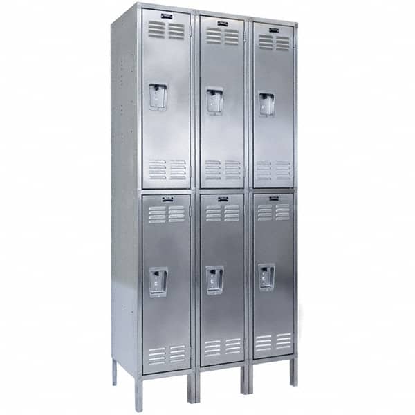 Hallowell - 6 Door, 2 Tier, Stainless Steel Locker - Apex Tool & Supply