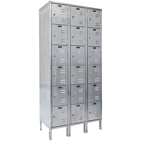 Hallowell - 18 Door, 6 Tier, Stainless Steel Locker - Apex Tool & Supply