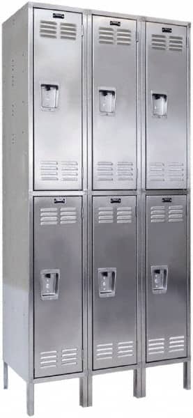 Hallowell - 6 Door, 2 Tier, Stainless Steel Locker - Apex Tool & Supply