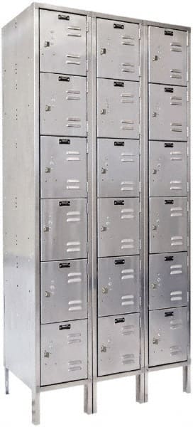Hallowell - 18 Door, 6 Tier, Stainless Steel Locker - Apex Tool & Supply