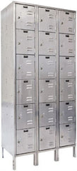 Hallowell - 18 Door, 6 Tier, Stainless Steel Locker - Apex Tool & Supply