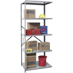 Hallowell - 5 Shelf Add-On Medium-Duty Open Steel Shelving - 500 Lb Capacity, 36" Wide x 87" High x 12" Deep, Gray - Apex Tool & Supply