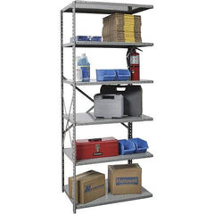 Hallowell - 6 Shelf Add-On Medium-Duty Open Steel Shelving - 500 Lb Capacity, 36" Wide x 87" High x 24" Deep, Gray - Apex Tool & Supply