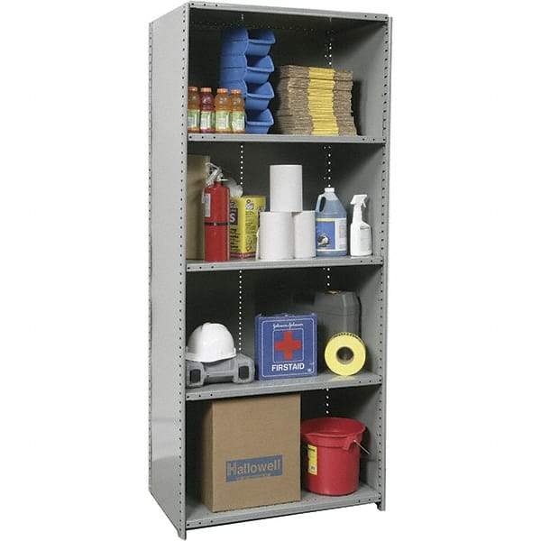 Hallowell - 5 Shelf, 500 Lb. Capacity, Closed Shelving Starter Unit - 36 Inch Wide x 24 Inch Deep x 87 Inch High, Gray - Apex Tool & Supply