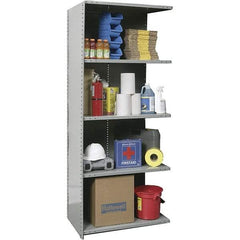 Hallowell - 5 Shelf, 1,200 Lb. Capacity, Closed Shelving Add-On Unit - 36 Inch Wide x 18 Inch Deep x 87 Inch High, Gray - Apex Tool & Supply