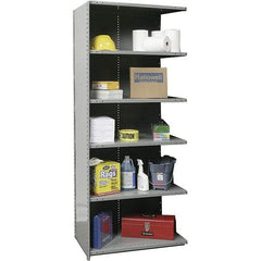 Hallowell - 6 Shelf, 500 Lb. Capacity, Closed Shelving Add-On Unit - 36 Inch Wide x 12 Inch Deep x 87 Inch High, Gray - Apex Tool & Supply
