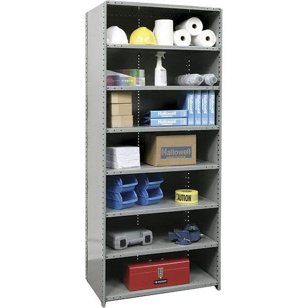 Hallowell - 8 Shelf, 900 Lb. Capacity, Closed Shelving Starter Unit - 48 Inch Wide x 18 Inch Deep x 87 Inch High, Gray - Apex Tool & Supply