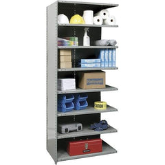 Hallowell - 8 Shelf, 375 Lb. Capacity, Closed Shelving Add-On Unit - 48 Inch Wide x 12 Inch Deep x 87 Inch High, Gray - Apex Tool & Supply